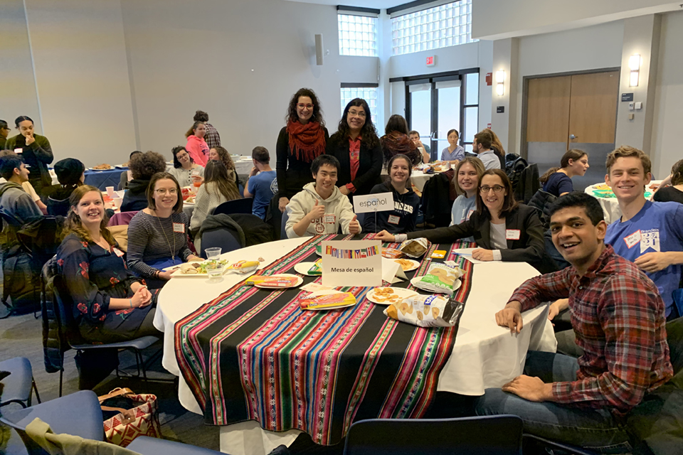 photo of Spanish-speakers table at the 2019 Mega Language Lunch